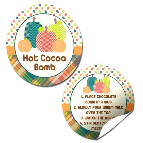 Amanda Creation Colorful Pumpkins Fall Themed Hot Cocoa Bomb Packaging Sticker Labels, Total of 40 2