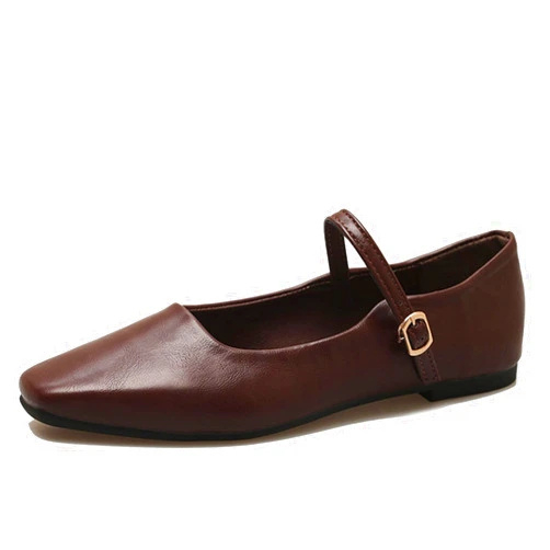 Vannida Women's Classic Retro Square Toe Flat Mary Jane Shoes Fashionable and Comfortable Walking Flat Shoes with Buckles
