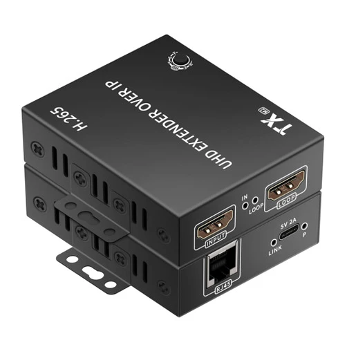 Newiedkvm 4K HDMI Over Ethernet Extender TCP/IP 492ft, 4K@30HZ/2K@60hz/1080P@60HZ，etc.H.265 encoding/decoding,1-to-Many Setup, Fixed IP Address, with the Option to Change IP. requiring only 10M Bandwidth.