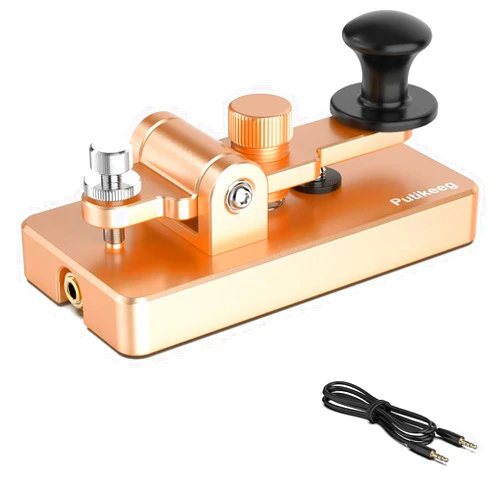 Putikeeg Classical Morse Mini Code Key Morse Code Paddle Key Aluminum Alloy Mini-Key Morse CW Portable Key Morse Practice Key Gold