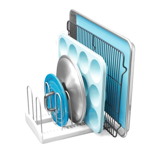 YouCopia Storemore Adjustable Pan and Lid Rack, Standard, White Standard Pan & Lid Organizer