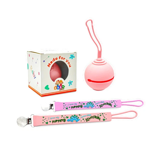 BABY AMY Baby Girl Silicone Pacifier Clip with Storage Case – BPA-Free Pacifier Holder, Hygienic Design for Babies, Ideal for Moms on The Go (Pink and Purple)