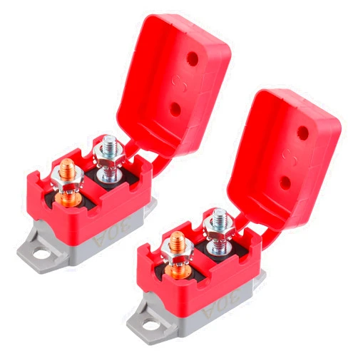 EPLZON 30A 12V-24V Automatic Reset Circuit Breaker with Cover Stud Bolt for Battery Chargers Trucks Car Engines and More(2pcs)