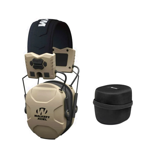 Walker's XCEL 100 Digital Electronic Shooting Hearing Protection Muff with Voice Clarity Bundle with Protective Case (2 Items)