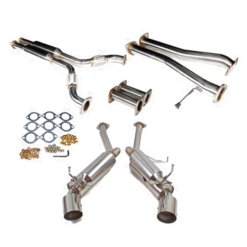 Rev9 CB-006 Stainless Steel Dual Cat-Back Exhaust Bolt On Kit, Oval Straight Cut Tip, Compatible With Nissan 350Z / Infiniti G35 Coupe