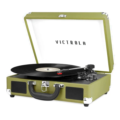 Victrola Vintage 3-Speed Bluetooth Portable Suitcase Record Player with Built-in Speakers | Upgraded Turntable Audio Sound|Green Olive, Model Number: VSC-550BT-GRO
