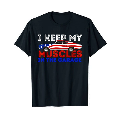 US Flagg Muscle Car Collector Gift Ideas Muscle Car Collector American Vintage Classic Car Owner T-Shirt