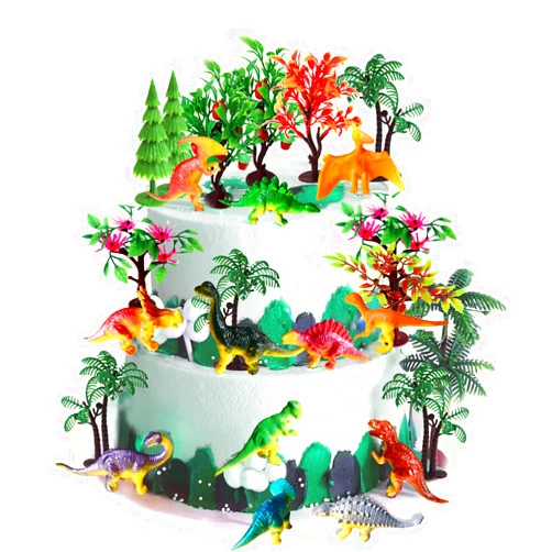 OrgMemory Trees Cake Decorations, OrgMemory Dinosaurs Trees with Bases,27pcs, Mini Dinosaurs, Dinosaur Toys, Plastic Trees for Crafts or Cake Decorations