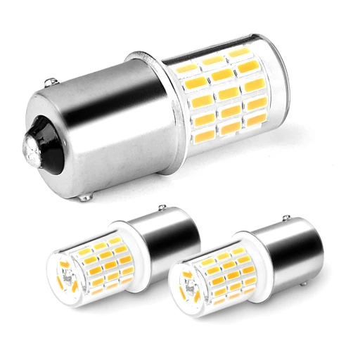 Bsxywa Ba15s 1156 1141 12V 24V Ac/Dc Led Light Bulbs, 3W Low Voltage Bayonet Single Contact Base Warm White 3000K, For Outdoor Landscape Lighting Path Deck Lights Rv Lighting. Pack of 3