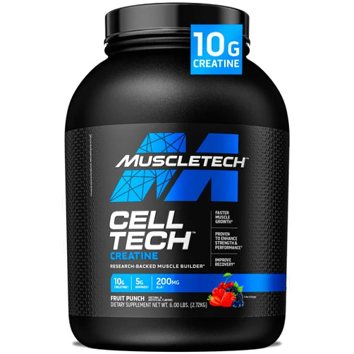 MuscleTech Creatine Monohydrate Powder | MuscleTech Cell-Tech Creatine Powder | Post Workout Recovery Drink | Muscle Builder for Men & Women | Musclebuilding Creatine Supplements | Fruit Punch, 6 lbs (56 Serv)
