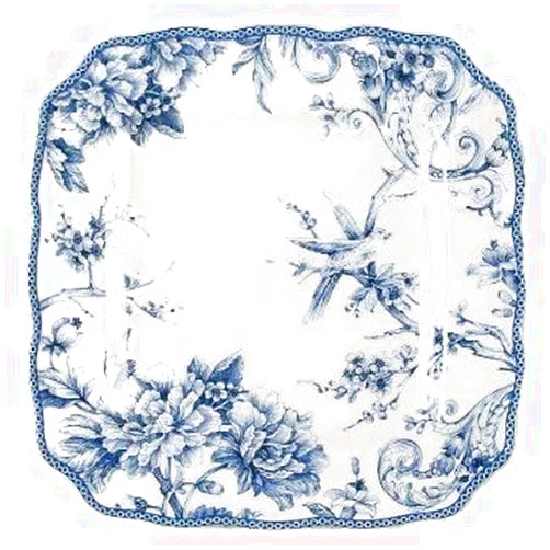 222 Fifth Adelaide Blue & White Dinner Plates, Set of 4