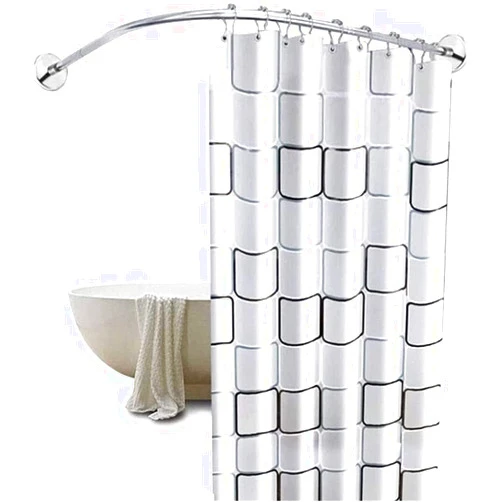 MLKJXD Curved Corner Shower Curtain Rail extendable No Drill Shower Curtain Rod Pole U Shape Extendable Curved Shower Curtain Rail 100% Rustproof Shower Curtain Pole Holder for Bathroom Corner