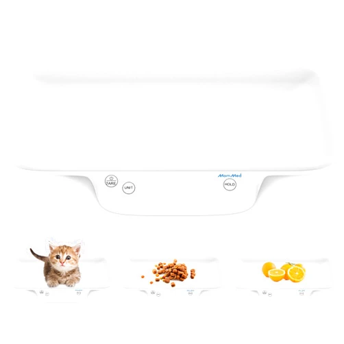 MomMed Digital Pet Scale, Portable Pet Dog Cat Scale with Hold and Tare Function, Precision Digital Scale, New Born Puppy and Kitten Scale with Tray for Puppy/Hamster/Little Bird/Rabbit, 1oz - 33lb