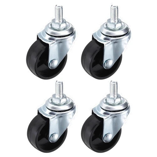 PATIKIL 1.5 Inch Stem Casters Wheels, 4 Pack Wire Shelf Caster Threaded Swivel Stem Wheels Wire Shelving 110lb/50kg Load Capacity for Rolling Cart Wheels Furniture Replacement, Black