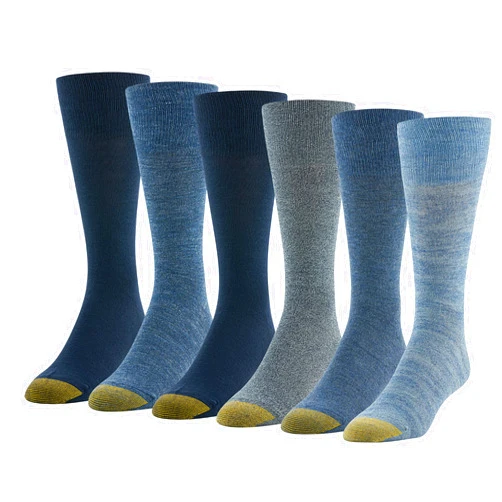 GOLDTOE Men's Cambridge Crew Socks, 6-Pairs