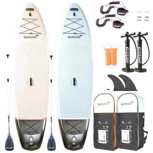 Surfstar 2PCS surfstar Inflatable Paddle Board with Camera Mount Fiberglass Paddle, 10'6