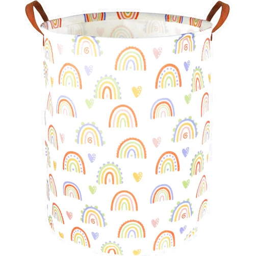 HKEC 19.7’’ Waterproof Foldable Laundry Basket,Baby Girls Nursery Hamper,Dirty Clothes Hamper for Boys and Girls,Kids Toys/Books Bins, Gift Baskets, Room Decor(Rainbow)