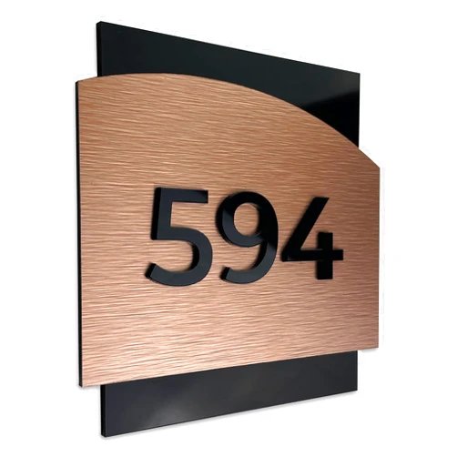 Handmade ALUMADESIGNCO Bronze Apartment Door Numbers - Room Number Aluminium & Acrylic Glass Door Sign, Personalized Number Sign for Office, Hotel, Wall, Business, Schools