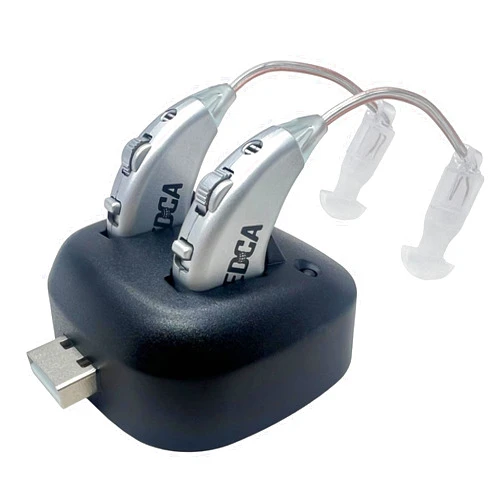 MEDca Digital Hearing Amplifiers - Rechargeable BTE Personal Sound Amplifier Pair with USB Dock - Premium Behind The Ear Sound Amplification - by MEDca