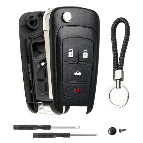 JJCHQ 4 Button Key Fob Keyless Entry Remote Shell Case Replacement for Chevy Cruze Equinox Camaro Impala Malibu Sonic Buick Regal Verano Encore Lacrosse GMC Terrain 2010 2011 2012 2013 2014 2015 2016-2021
