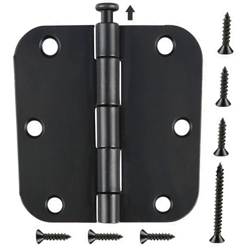 TDCHINGES 30 Pack Matte Black Door Hinges 3.5 x 3 1/2 Inch Interior Door Hinges for Doors Rounded 5/8