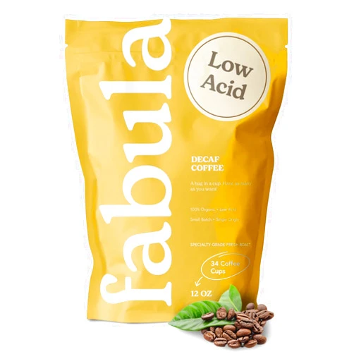 Fabula Coffee Decaf Dark Roast Whole Beans - Organic - Low Acid - Single Origin - Non-GMO - Mold Free - 12 Ounce