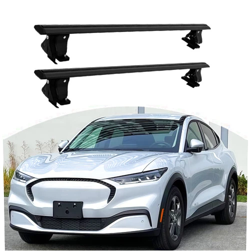 HawkstoneGroup 2Pcs Aluminum Alloy Lockable Crossbar fits for Ford Mustang Mach-E 2021-2024 2025 Cross Bars Holder Car Roof Rail Rack Luggage Cargo Carrier (Black)