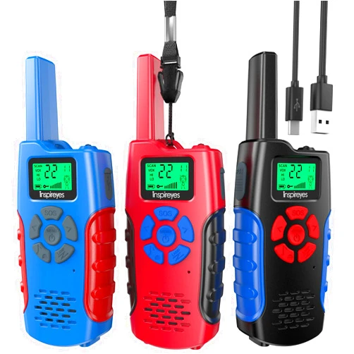 Inspireyes Walkie Talkies for Kids Rechargeable, 48 Hours Working Time 2 Way Radio Long Range, Outdoor Camping Games Toy Birthday Xmas Gift for Boys Age 8-12 3-5, 3 Pack