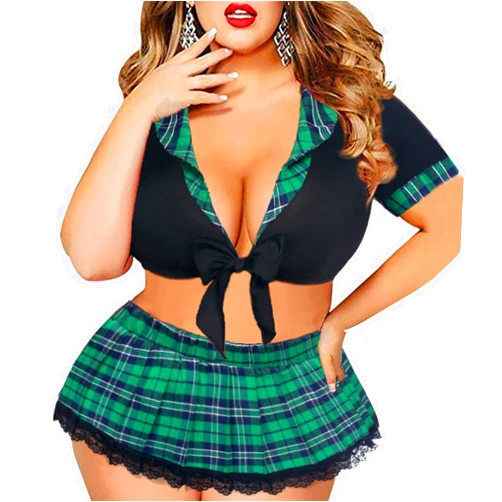 Avidlove Sexy Plus Size Lingerie Set for Women Sexy School Girl Halloween Costumes Cosplay Lingerie with Mini Skirt