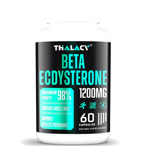 Thalacy 1200MG Beta Ecdysterone Supplement, 98% Maximum Purity Ecdysterone Supplements for Lean Muscle Mass, Athletic Performance & Strength, 60 Capsules