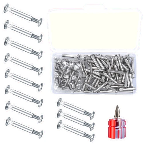 Bnnrjia Furniture Joint Connector Bolt & Sleeve Cap Nuts, 130 Pcs Furniture Screws Connectors with Binding Barrels, Cabinet Panel Connector Screws with Philips Head Screws for Wood Cupboard Bed