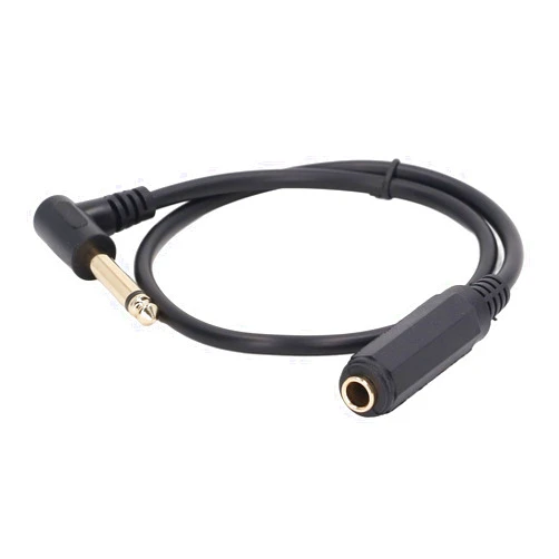 Acouto 6.35mm Male to Female Audio Cable 0.5m 1/4in Right Angle Stereo Extension Adapter Cable for Microphone