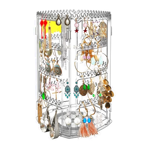 XIANGGUI 1983 Jewelry Towers 360 Rotating Earring Holder Stand Clear Earrings Organizer Acrylic Jewelry Storage Display Rack for Earrings Bracelets Necklaces Jewelry Boxes (Color : Acrylic-4)