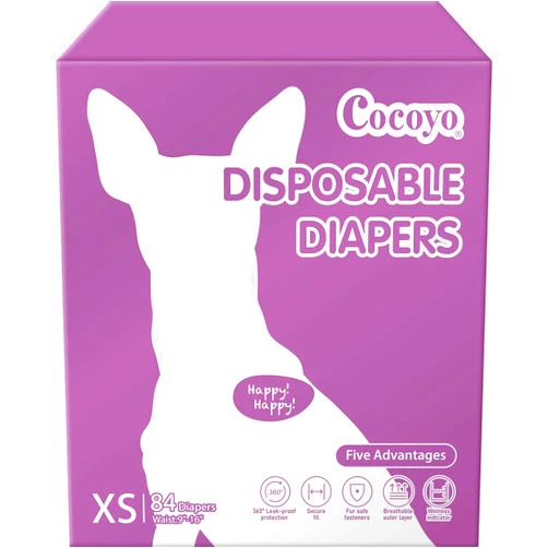 COCOYO Disposable Dog Diapers Female, Doggie Diapers Female,Puppy Diapers Female, Super Absorbent, Breathable, Wetness Indicator (X-Small, 84)
