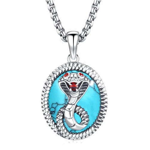 HXWZB Lion/Bear/Wolf/Snake/Turtle/Gorilla/Elephant/Eagle/Scorpion Animal Necklace for Men Sterling Silver Wild Beast Both Side Medal Charm Unisex Animal Jewelry for Men Women