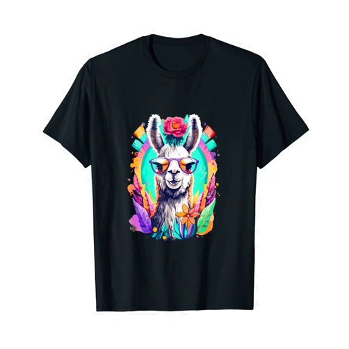 Cute Llama Mom For Llama lovers Colorful Art tee Cute Llama Mom For Llama Lovers Colorful Art Llama T-Shirt