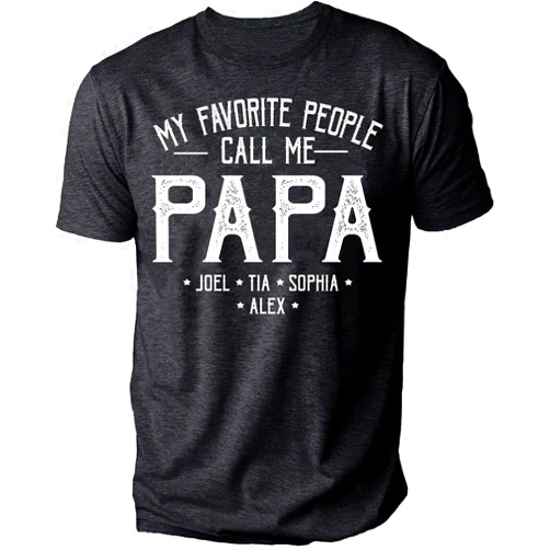IZI POD Personalized Grandpa Shirt, Custom Papa Dad Grandkids Name Shirt, Shirt for Men, Gift for Birthday Fathers Day Christmas