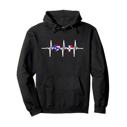 Cute Dominican And Puerto Rican Designs Co. Half Dominican And Puerto Rican Rico Flag DominiRican Heart Pullover Hoodie