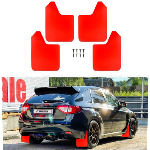 Keepdsgn Car Mud Flaps 4PCS Universal Fit Red Splash Guards Flexible and Bendable Mudguard Fender Flare Cuttable Mudflap Car Accessories Compatible with Pickup SUV Trucks