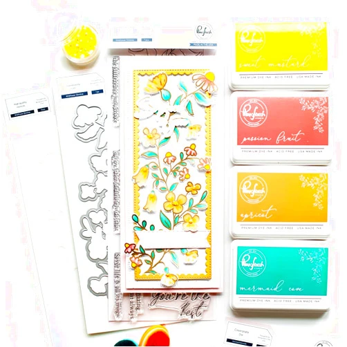 PINKFRESH STUDIO Stencil 4X9 6/PKG, Wildflower Slimline Layering