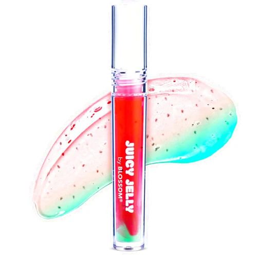 Blossom Lip Gloss Juicy Jelly Moisturizing Fruit Flavored Nourishing High Shine Lip Oil with Doe Foot Wand Applicator, 0.09oz, Watermelon
