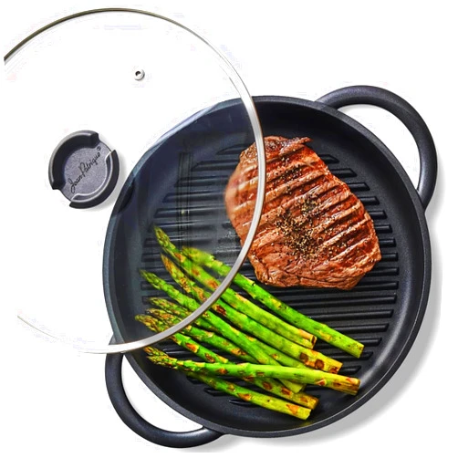 Jean-Patrique The Whatever Pan Cast Aluminum Griddle Pan for Stove Top - Lighter than Cast Iron Skillet Pancake Griddle with Lid - Nonstick Stove Top Grill 10.6