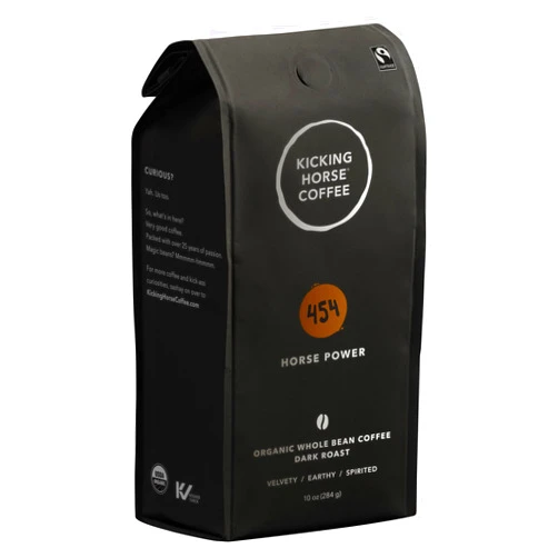 Kicking Horse Coffee, 454 Horse Power, Dark Roast, Whole Bean, 10 oz - Certified Organic, Fairtrade, Kosher Coffee