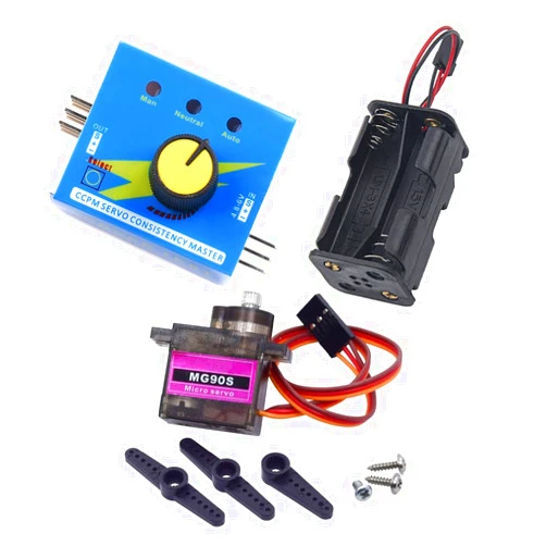 JINOARC 1Set RC Servo Tester Speed Controller Kit with Power Supply + Micro 9g Servo Metal Gear +4 Cell AA Battery Holder for Helicopter Car Boat Robot Servo Arduino Raspberry Pi DIY
