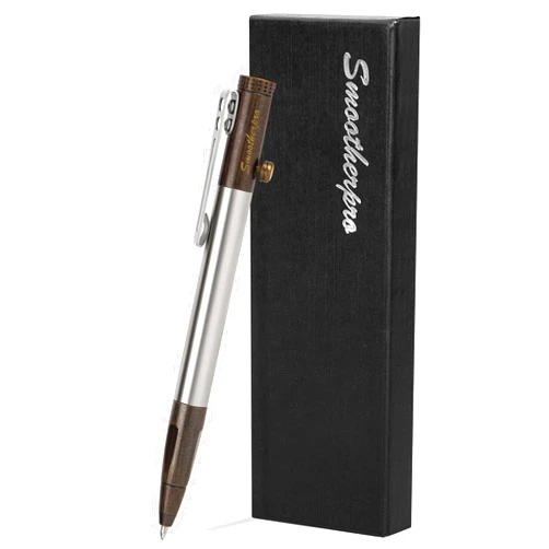 SMOOTHERPRO Bolt Action Pen, Stainless Steel Ballpoint Pen, Compatible with Parker Refills, Weighted Heavy Pen for Tremor Parkinson Arthritic Hand, Retro Black(SP01BK)