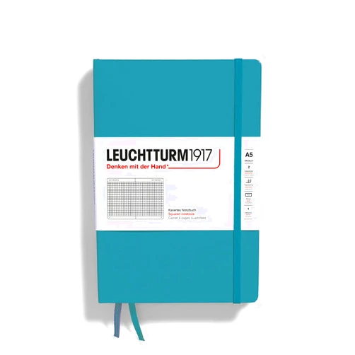 LEUCHTTURM1917 - Notebook Hardcover Medium A5-251 Numbered Pages for Writing and Journaling (Ocean, Squared)