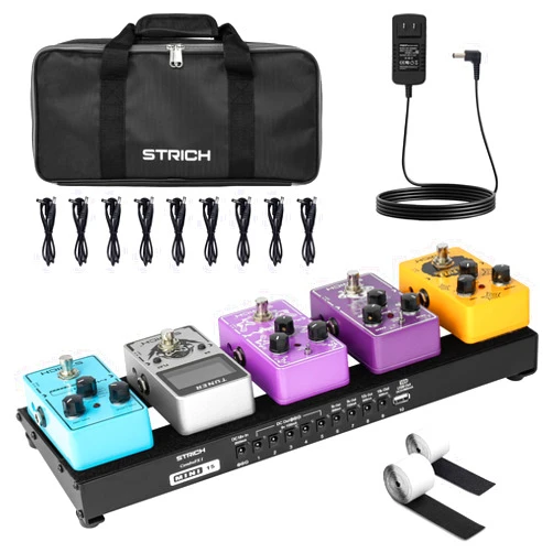 STRICH Guitar Pedal Board with Built-in Power Supply, Small Pedal Board 15 x 5.1