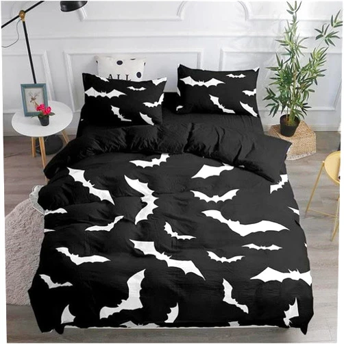 YXYSHXR Bat Comforter Set - Vampire Queen Duvet Cover for Twin Full King Beds - Flying Bats Bedding Set for Halloween Bedroom Decor - Kids Teens Boys (King 229x259cm)