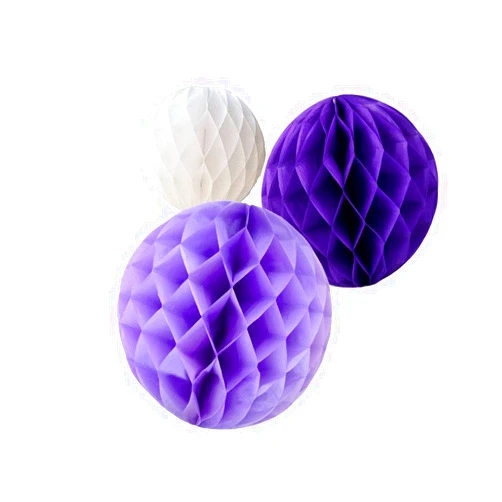 Dailymall Daily Mall 15Pcs 3-8 inch Honeycomb Balls Party Pom Poms Paper Balls - Purple Set