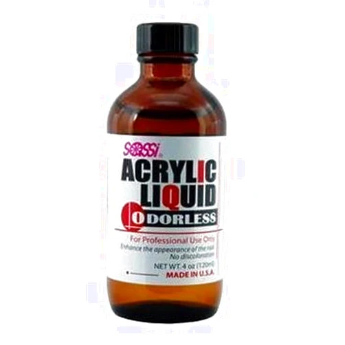 Sassi Acrylic Liquid Odorless 4 oz, Professional, no discoloration, salon, pedicure, manicure, acrylic nail, nail powder